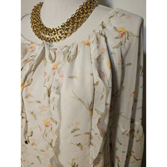 White House Black Market Womens Lightweight Layered Blouse Button Cuff Size 10 - Picture 2 of 6